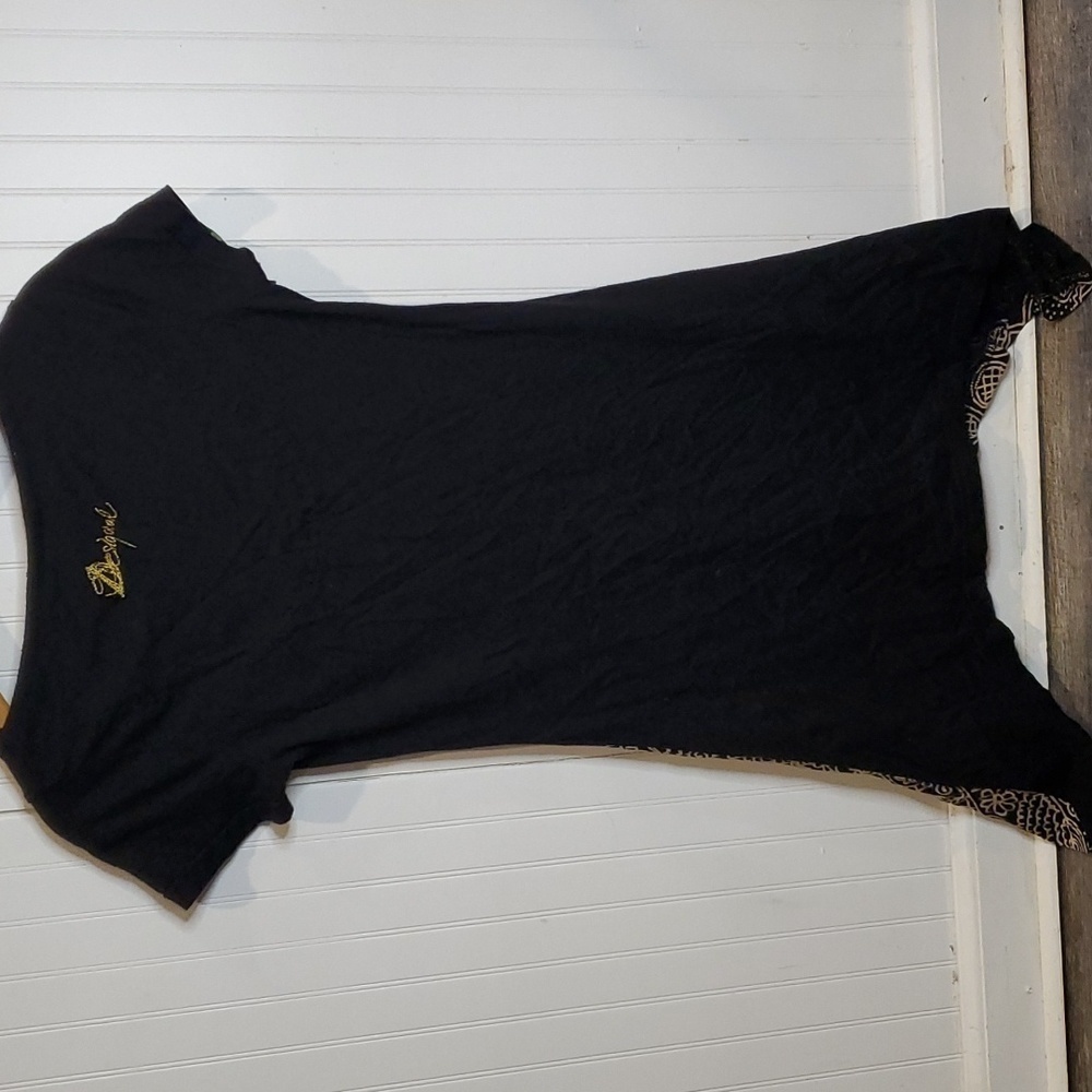 Desigual Black Tunic with Orange Floral and Gold Print - Picture 5 of 5